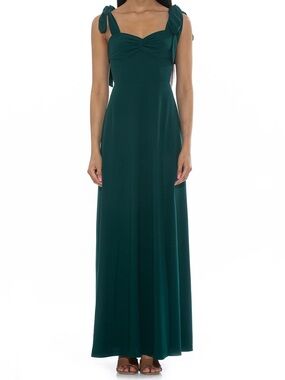 Alexia Admor Tie-Shoulder Emerald Green Evening Maxi Dress - Size 10